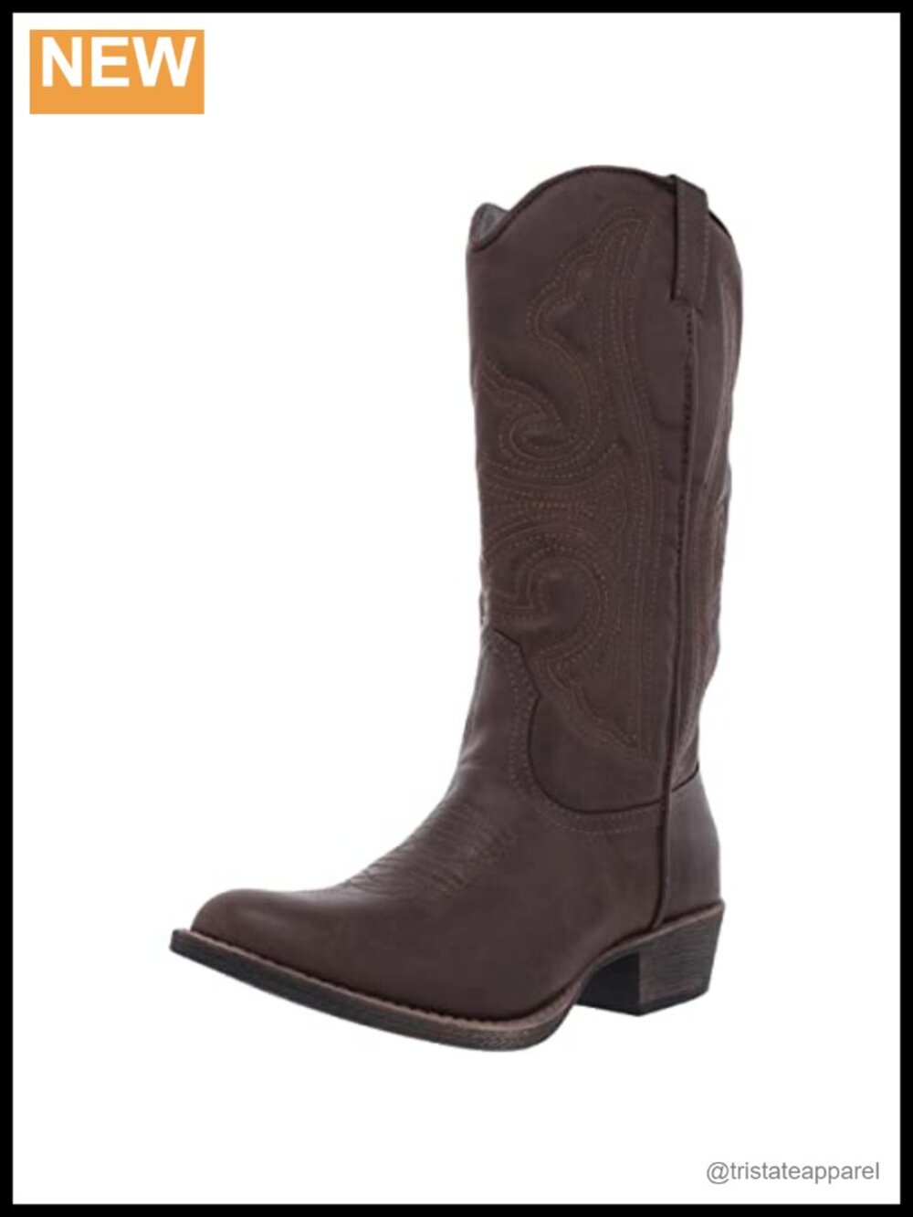 Faux Leather Calf High Western Bootie with Embroidery